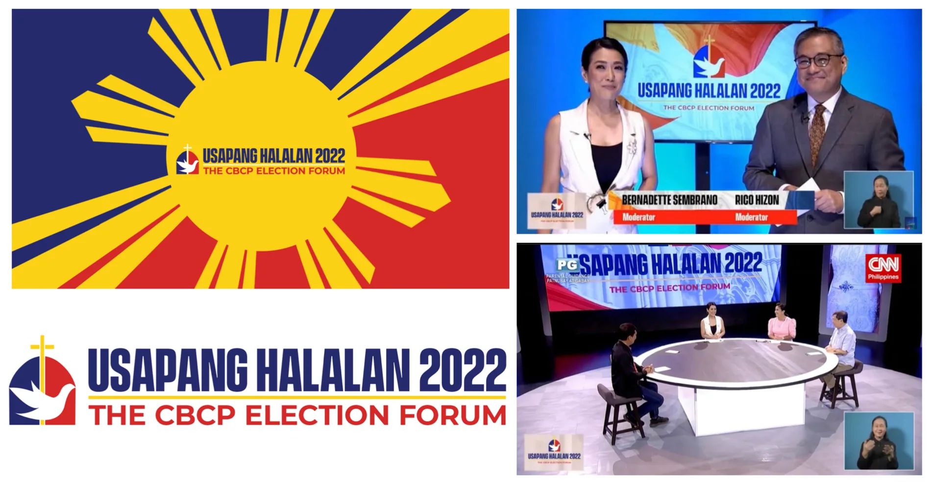 Usapang Halalan 2022 logo and broadcast set graphics on air