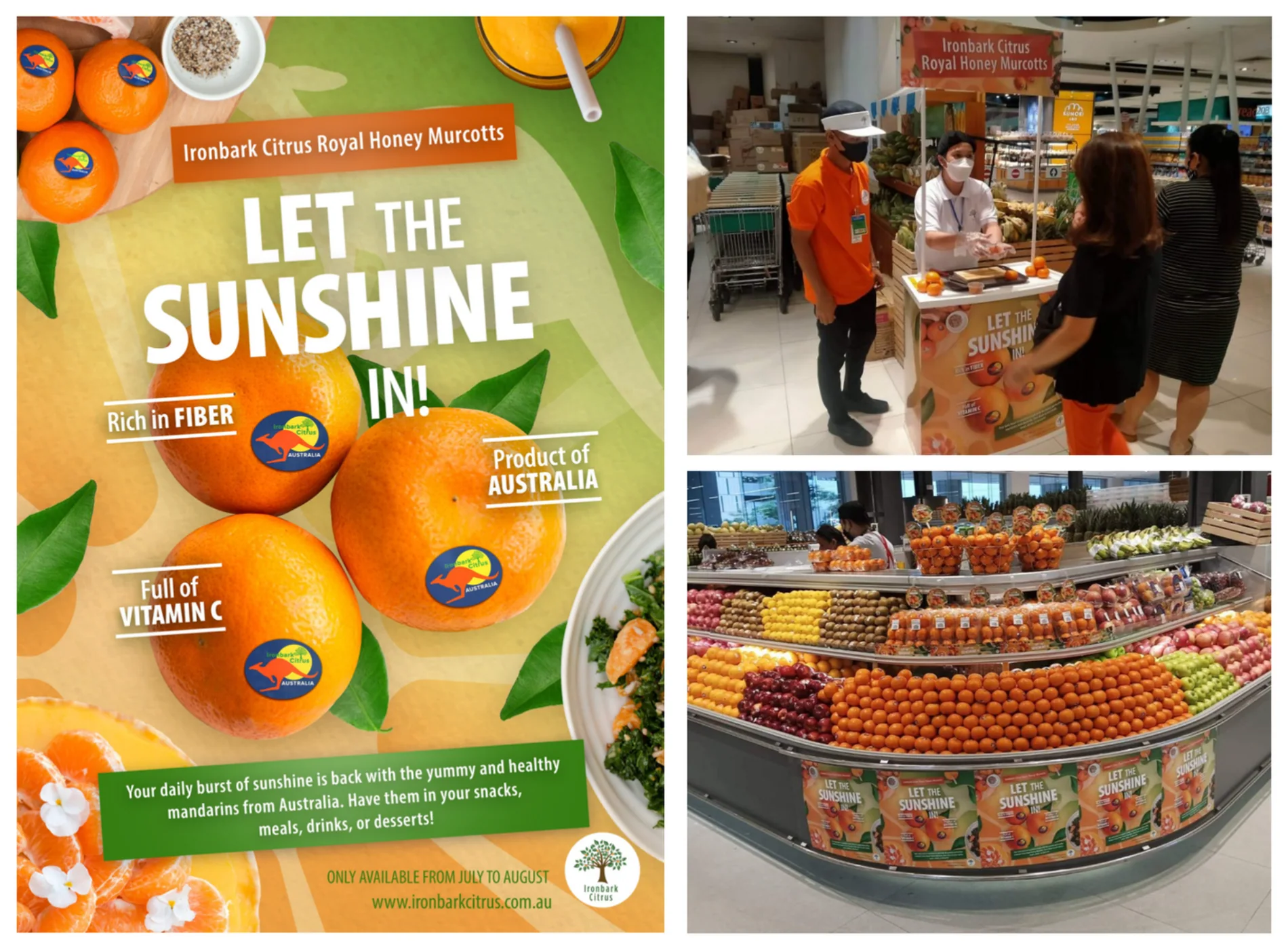 Ironbark Citrus poster with supermarket activation and shelf branding